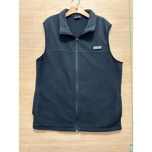 Columbia PFG Mens Fleece Vest Black Full Zip Performance Fishing Gear Large